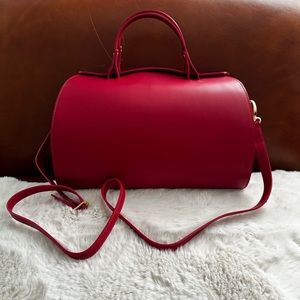 Red genuine leather bag
